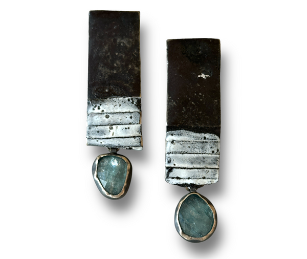 Kyanite and Enamel Earrings