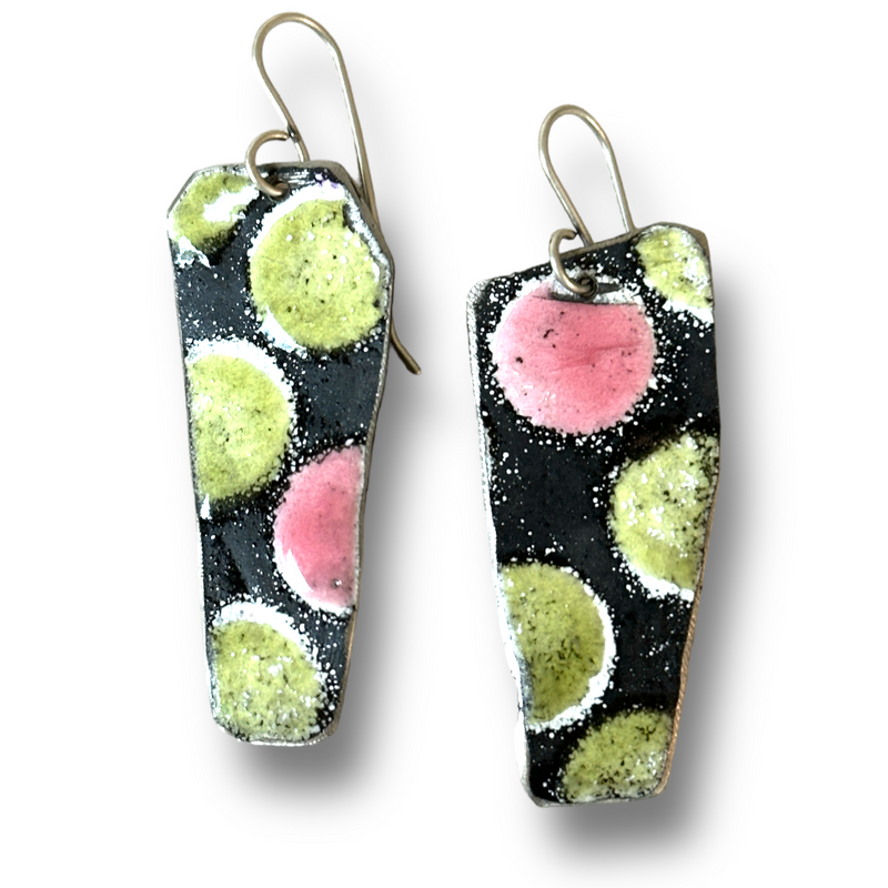 Pink and Green Dotty Earrings