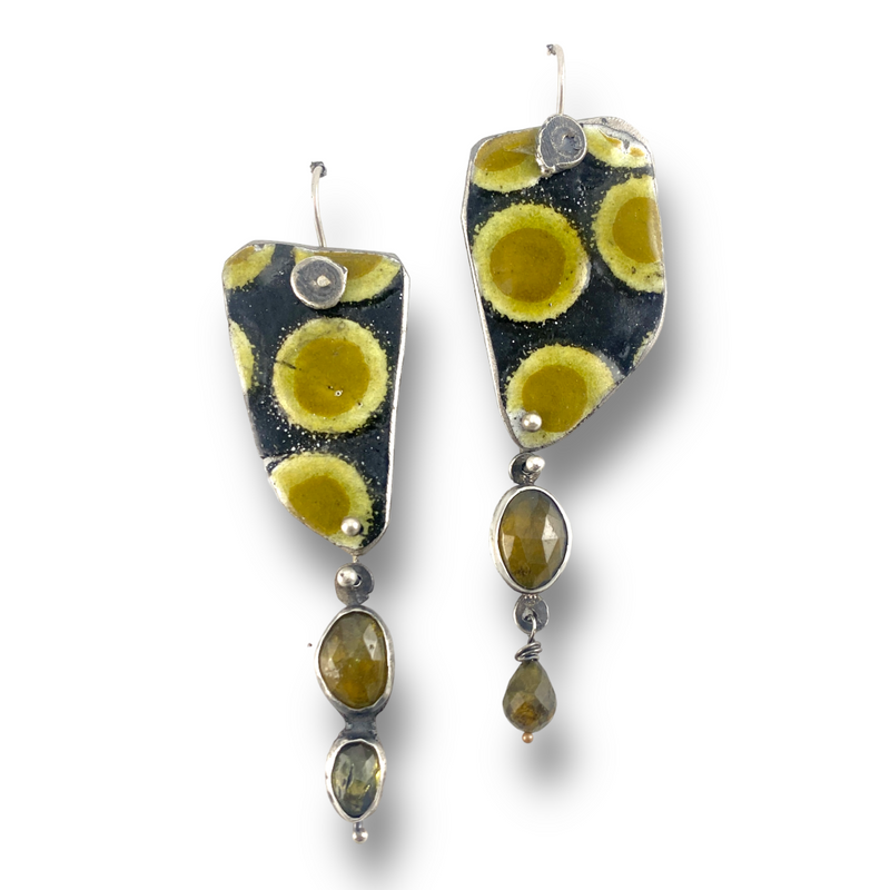 Olive Green Dotty Earrings with Vesuvianite